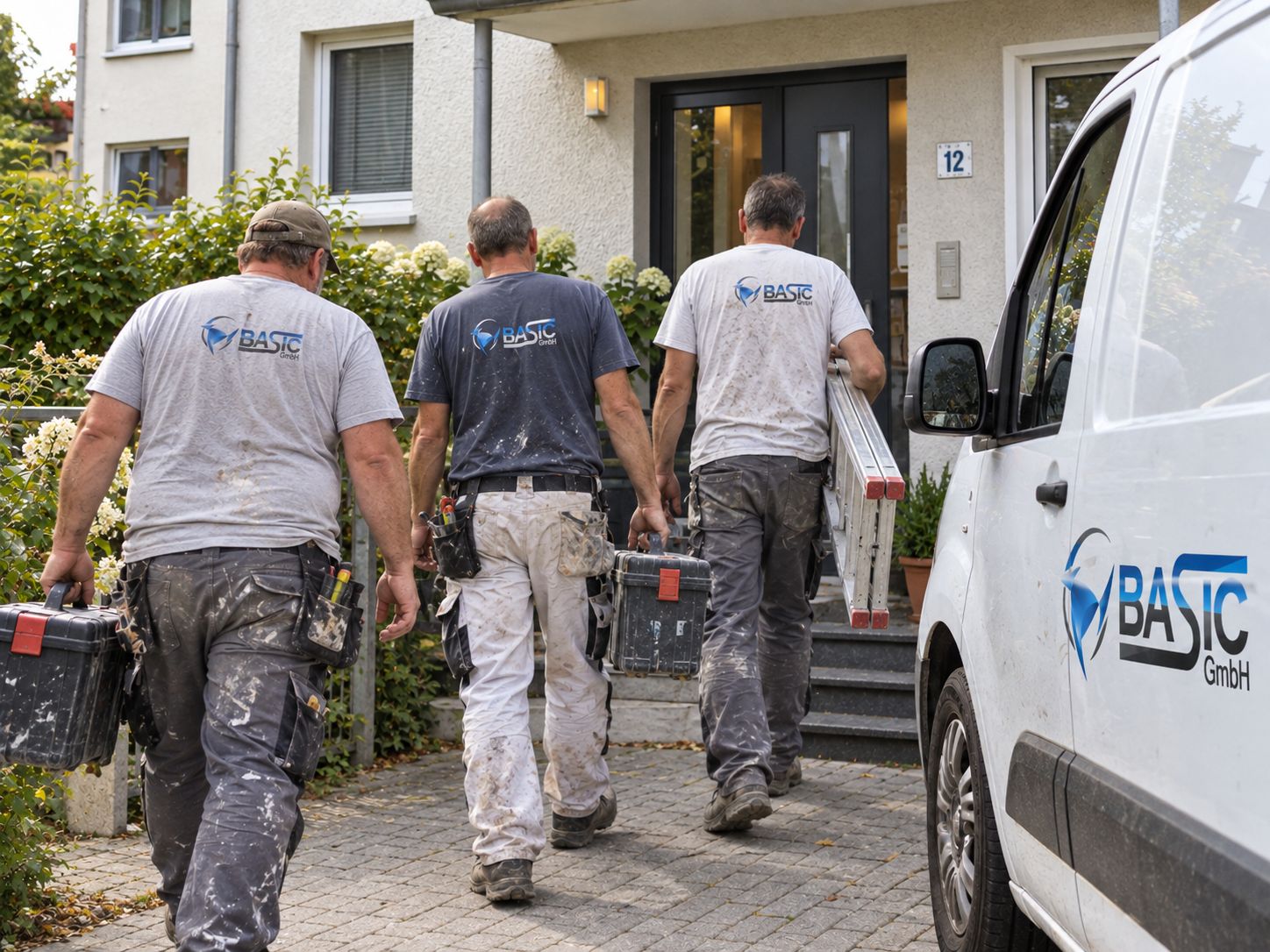 Team der Basic GmbH mit Firmenwagen auf dem Weg zur Baustelle in Hamburg
